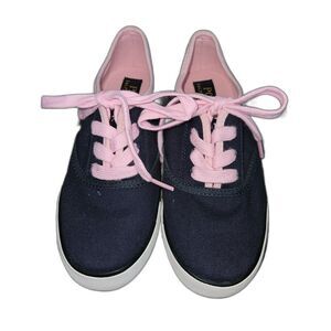POLO Girl's Lace Up Navy Pink Sneaker Boat Shoe Size 1 NWOT